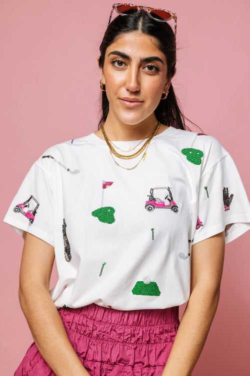 Queen of Sparkles white scatter golf icon tee
