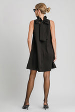 Umgee black sleeveless dress with ruffled mock neck