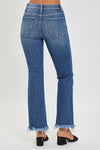 Risen Jeans high rise frayed hem ankle bootcut jeans in medium wash