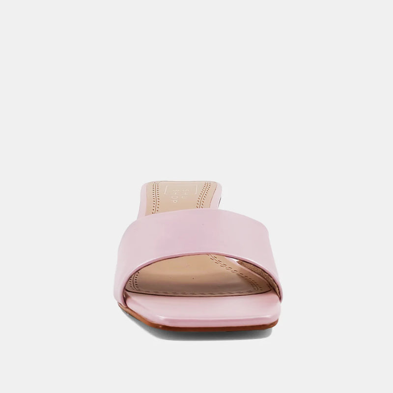 Shu Shop metallic light pink with clear kitten heel