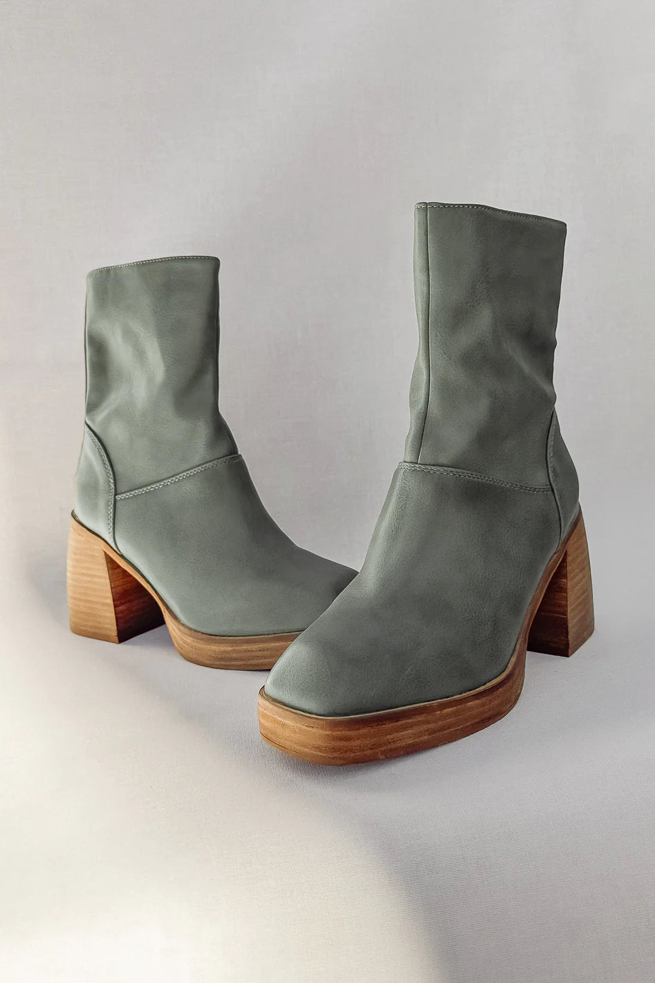 Moss green heeled boots
