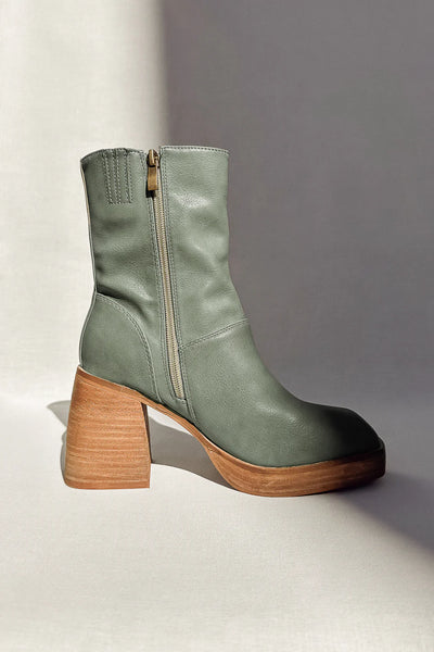 Foster Moss Green Mid Shaft Heeled Boot – Purple Door Boutique