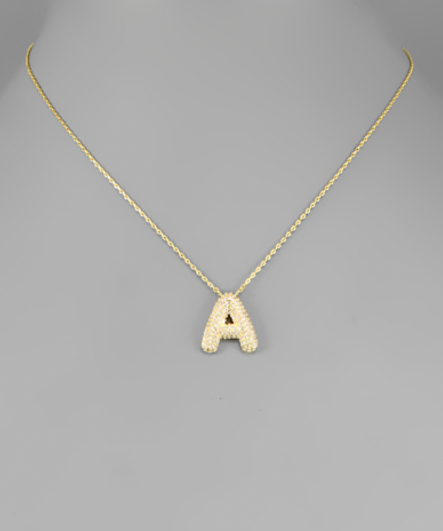 Paved initial necklaces