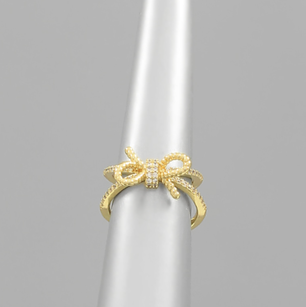 Gold Pave Bow Ring