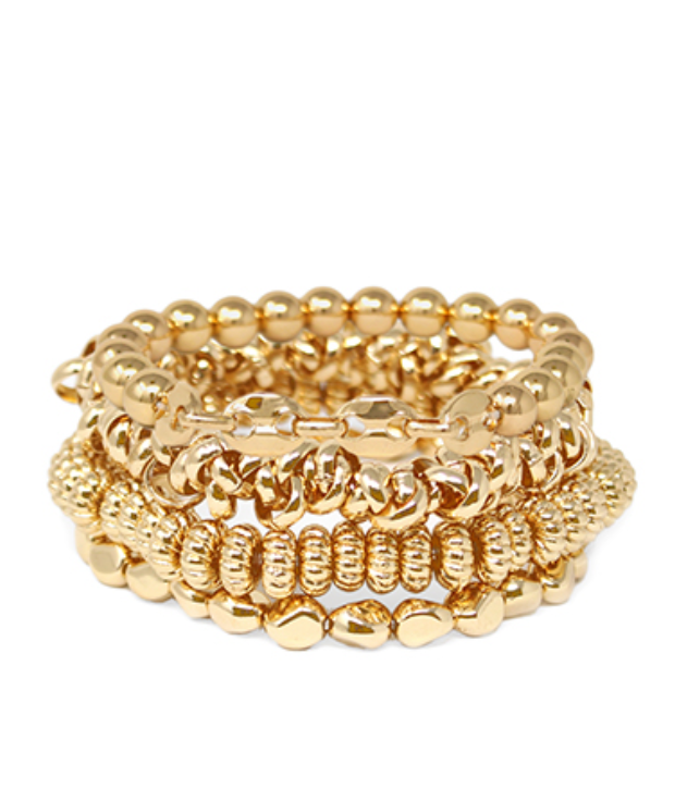 Multi shaped gold beaded bracelets