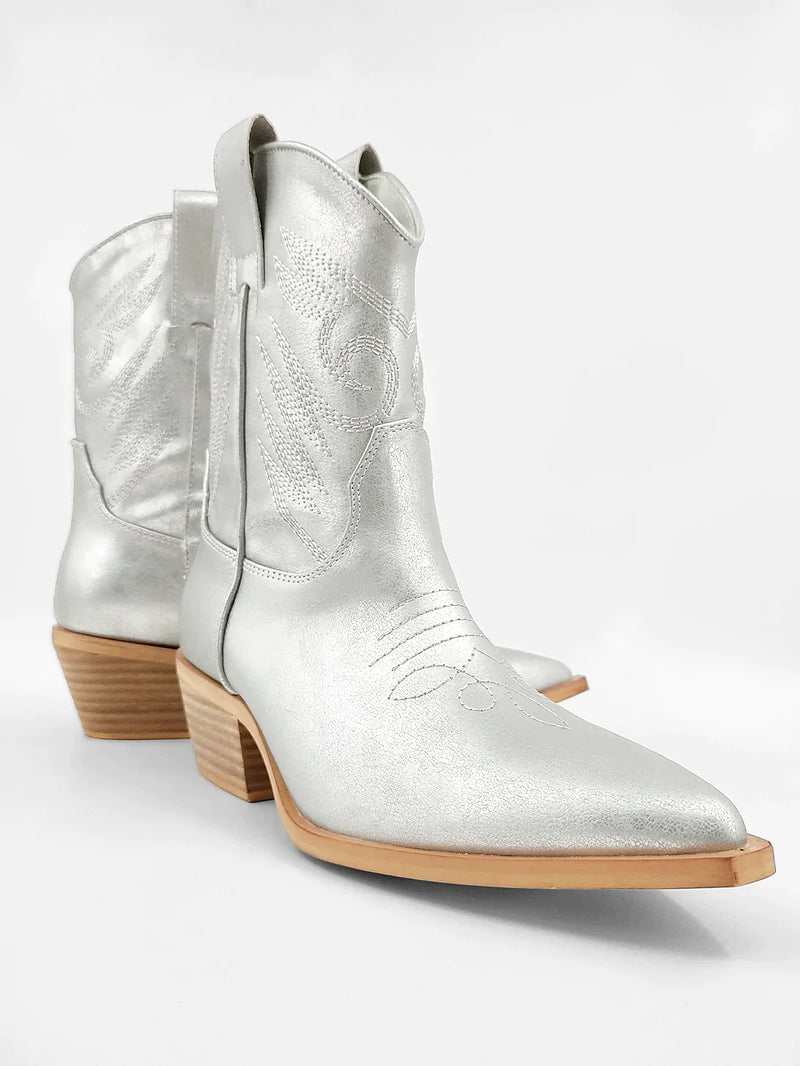 Shu Shop Zahara Silver Western Boots Purple Door Boutique