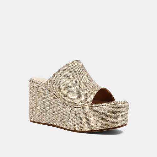 Shu Shop Ilaria gold woven wedge sandals