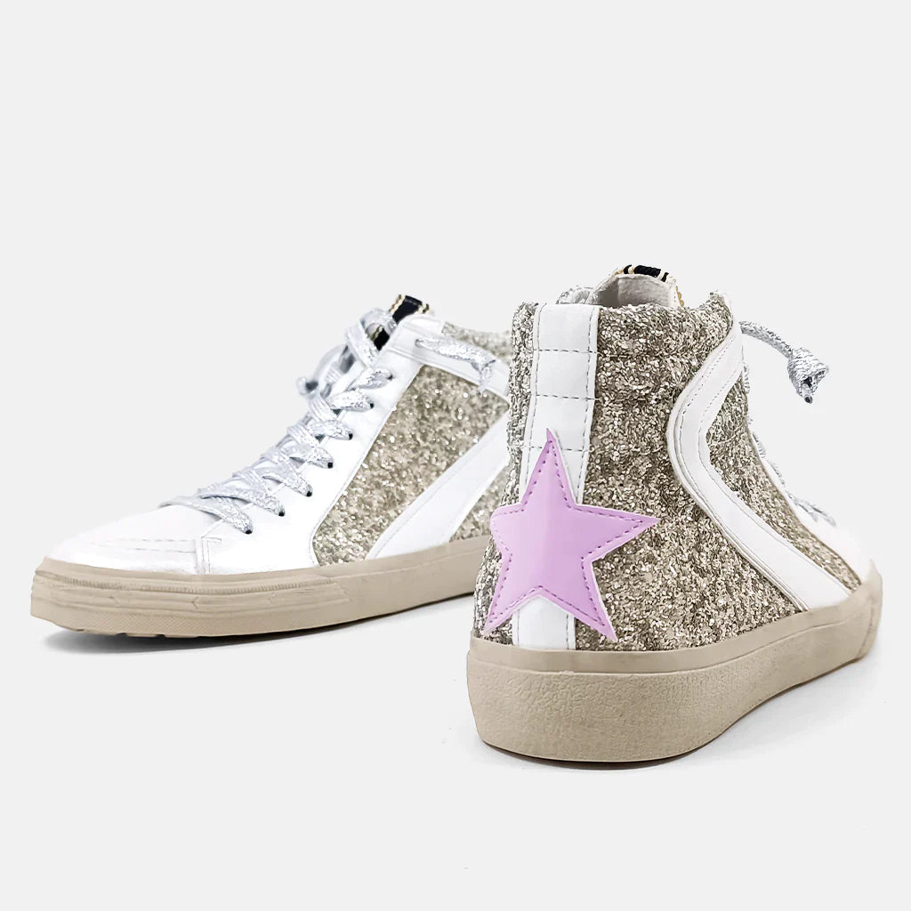 Shu Shop Rooney Pearl Glitter High Top Star Sneakers – Purple Door Boutique