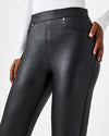 spanx leather like straight leg black pants