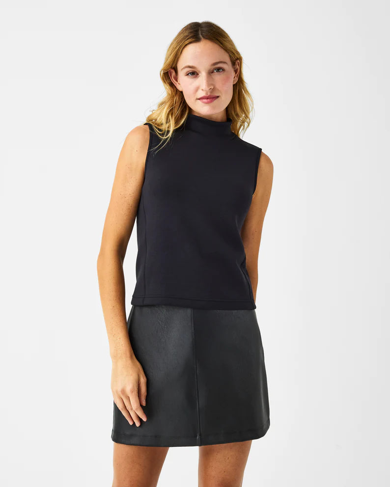 spanx air essentials black mock neck tops