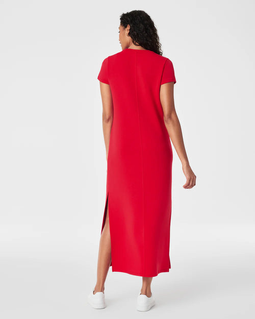 spanx airessentials red maxi dress