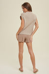 Wishlist Sweater knit shell top with mocha shorts 