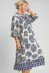 Abstract Views Navy Midi Dress