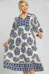 Abstract Views Navy Midi Dress