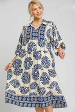 Abstract Views Navy Midi Dress