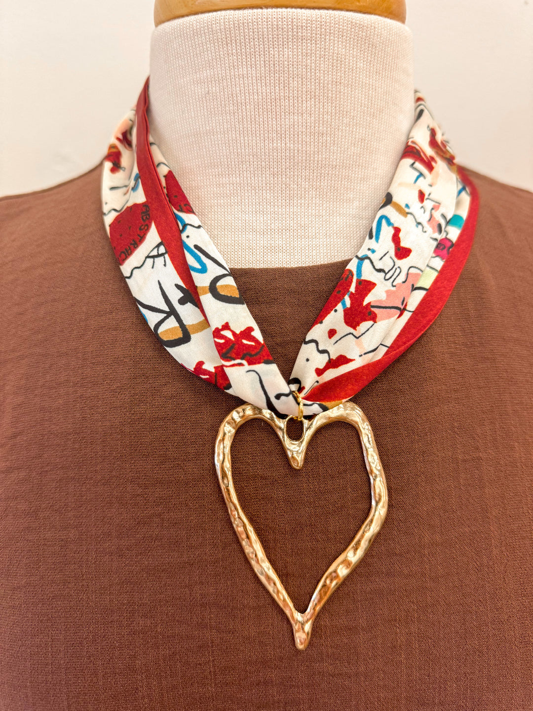 abstract autumn floral scarf necklace