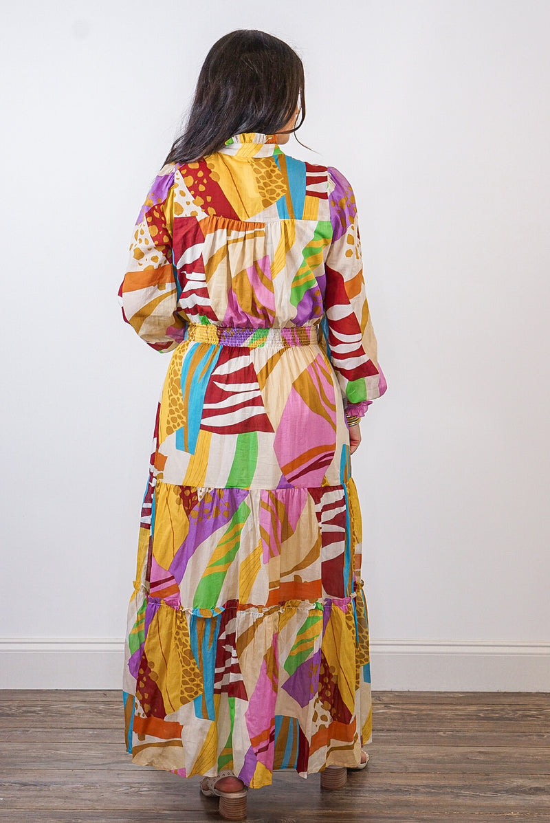 abstract multicolor maxi dress fate
