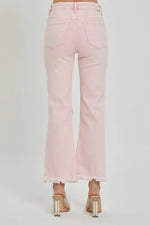 risen brand acid pink distressed denim jeans straight leg