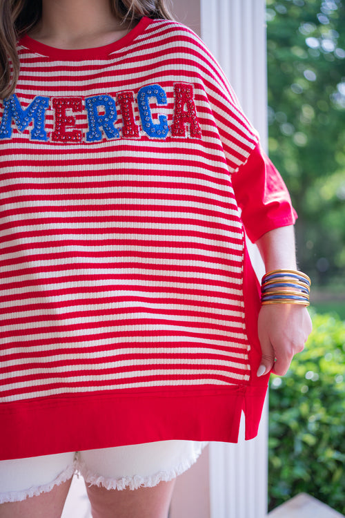 america patch letter oversized tee
