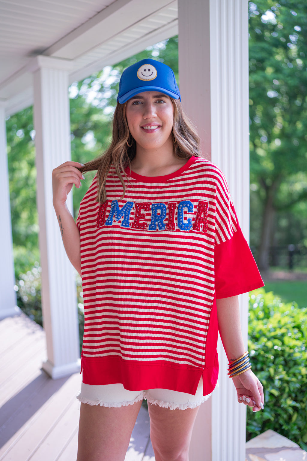 america patch letter oversized tee
