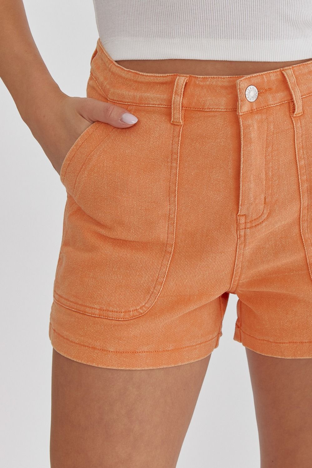 Entro Mineral washed apricot denim shorts