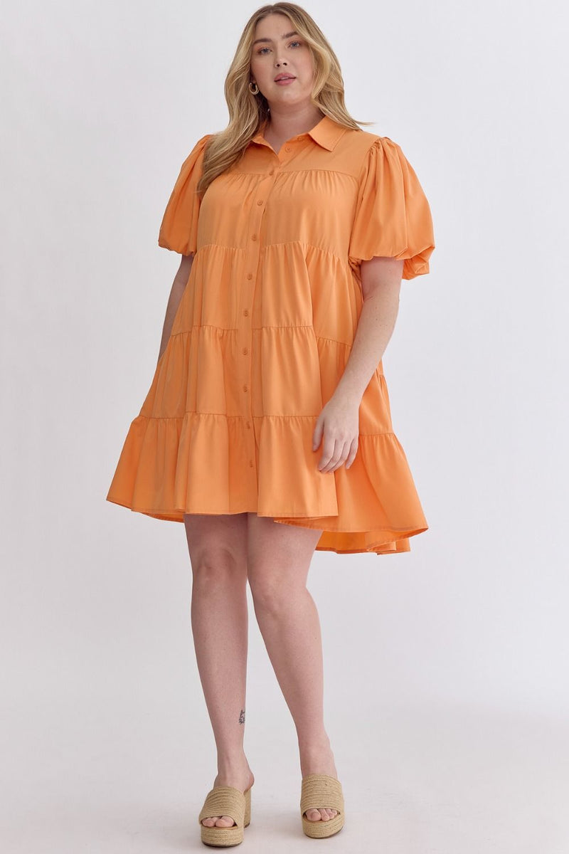 Entro Plus Apricot button down tiered babydoll dress