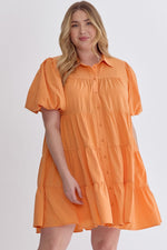 Entro Plus Apricot button down tiered babydoll dress