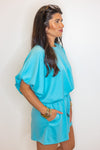 turquoise blue scuba bubble hem lounge top