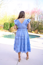 Afternoon Charm Blue Midi Dress