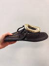 bamboo black oval gold slide sandals
