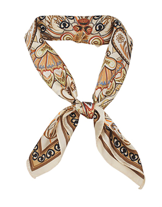 Patterned ivory bandana scarf necklace