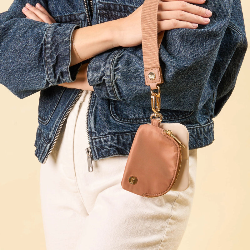 beige pouch wristlet the darling effect