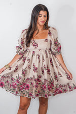 beige floral babydoll storia dress