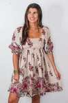 beige floral babydoll storia dress