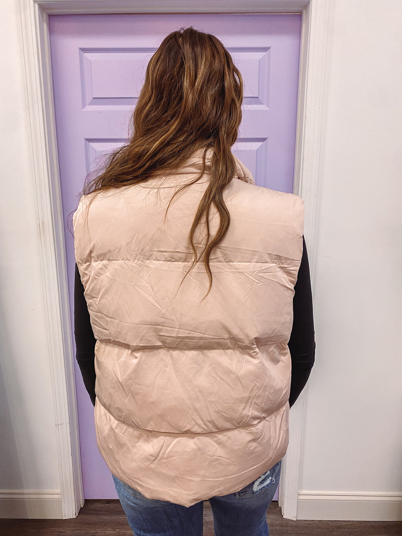 beige puffer vest