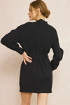 Entro Black sweater knit dress with belted waist