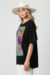 Fantastic Fawn Cheetah print colorblock graphic t shirt in black with rhinestone details
