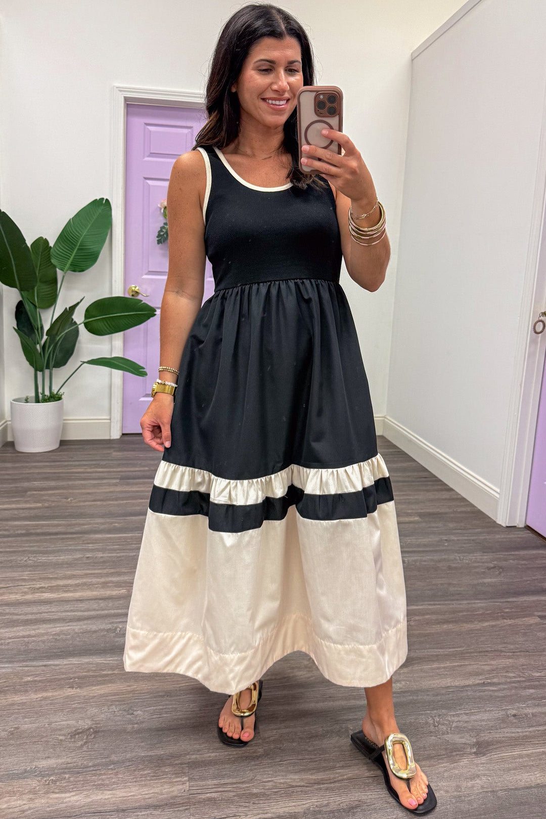 Entro Black And Cream Colorblock Contrasting Knit Maxi Dress Purple Door Boutique Entro Black And Cream Colorblock Contrasting Knit Maxi Dress Purple Door Boutique