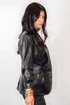 black faux leather blazer