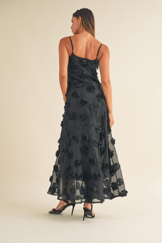 Black Floral Applique Maxi Dress | Purple Door Boutique | Commerce GA Small Black Floral Applique Maxi Dress | Purple Door Boutique | Commerce GA Small