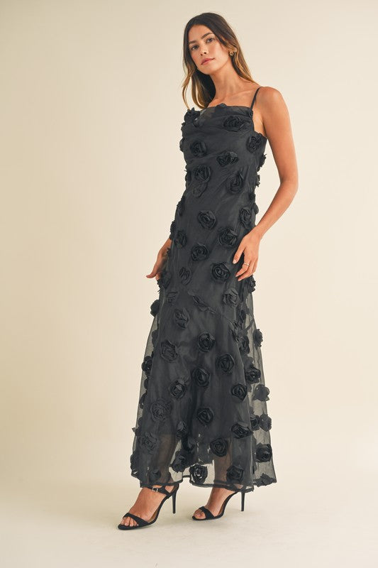 Black Floral Applique Maxi Dress | Purple Door Boutique | Commerce GA Small Black Floral Applique Maxi Dress | Purple Door Boutique | Commerce GA Small