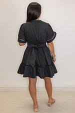 black cotton poplin babydoll dress