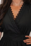 black cotton poplin babydoll dress