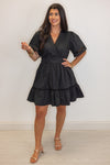 black cotton poplin babydoll dress