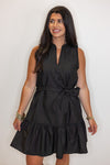 black sleeveless graduation dress