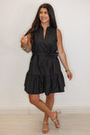 black sleeveless graduation dress