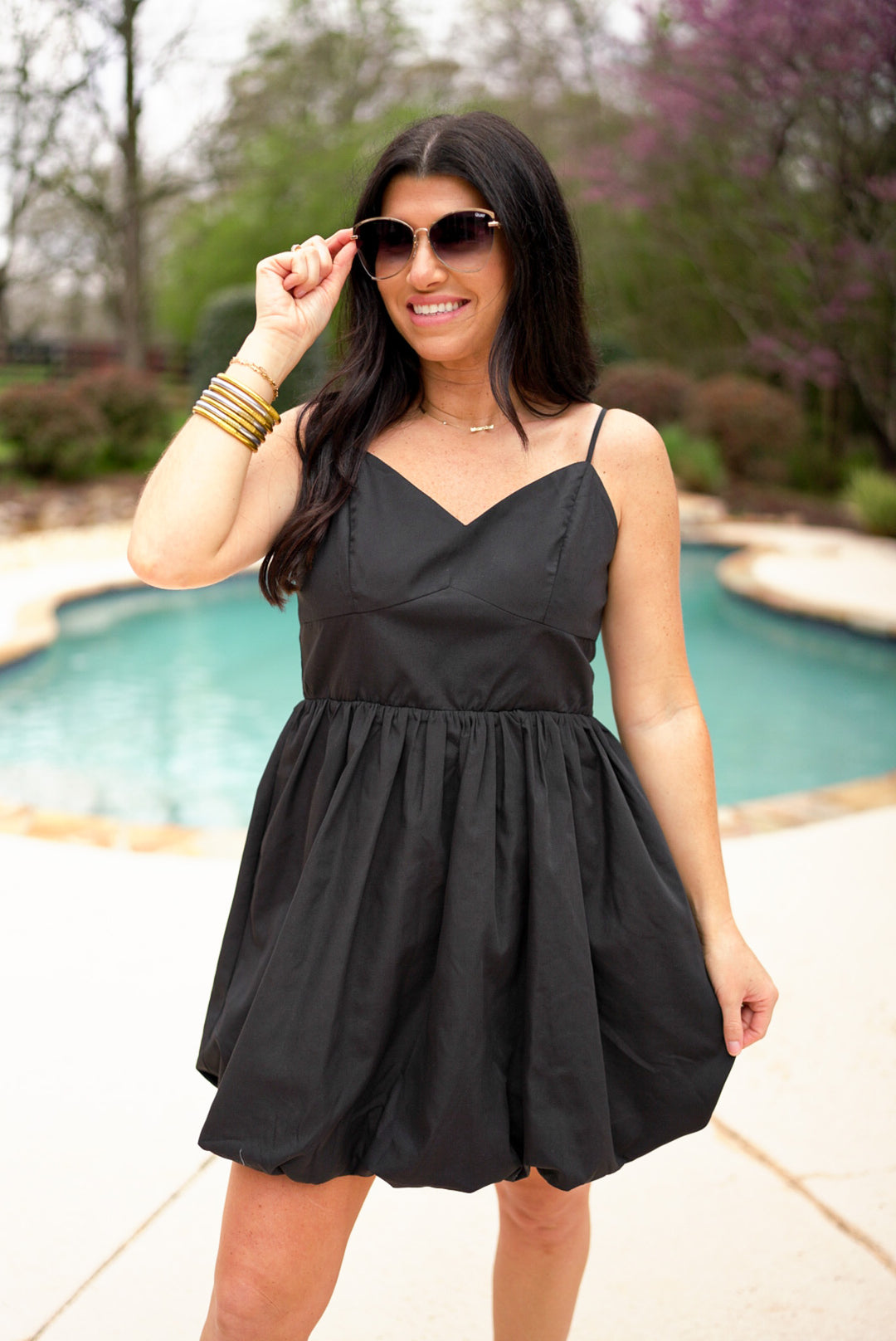 Black Bubble Hem Spaghetti Strap Dress | Purple Door | Commerce GA Purple Door Boutique Black Bubble Hem Spaghetti Strap Dress | Purple Door | Commerce GA Purple Door Boutique