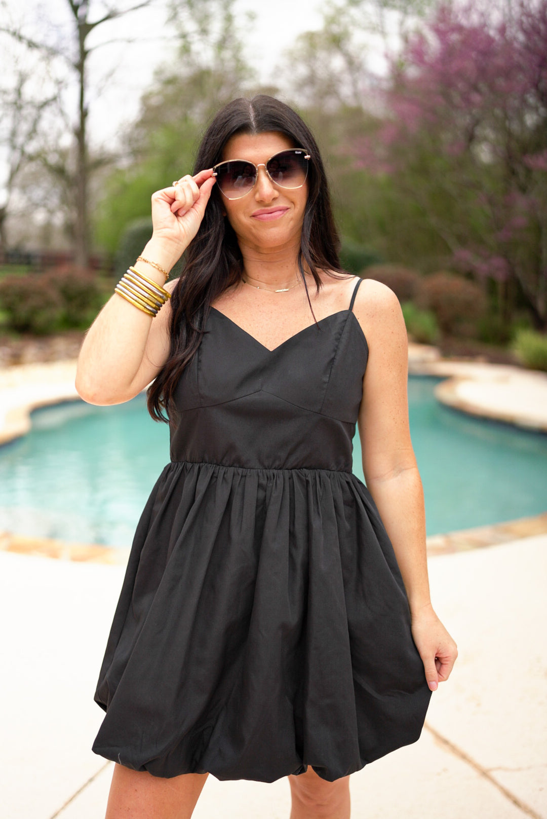 Black Bubble Hem Spaghetti Strap Dress | Purple Door | Commerce GA Purple Door Boutique Black Bubble Hem Spaghetti Strap Dress | Purple Door | Commerce GA Purple Door Boutique