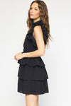Entro Black layer tiered dress with ruffle details
