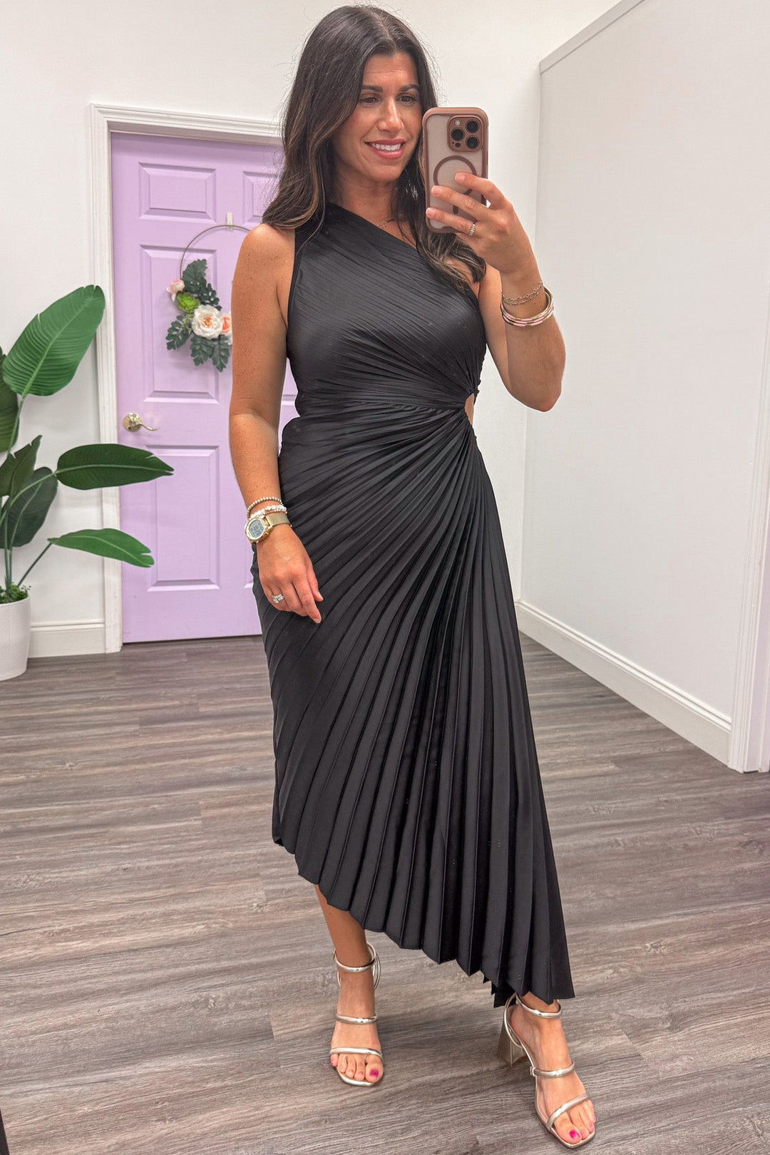 black pleated maxi dress A.l.c. Moira Cutout Halter Dress - Black